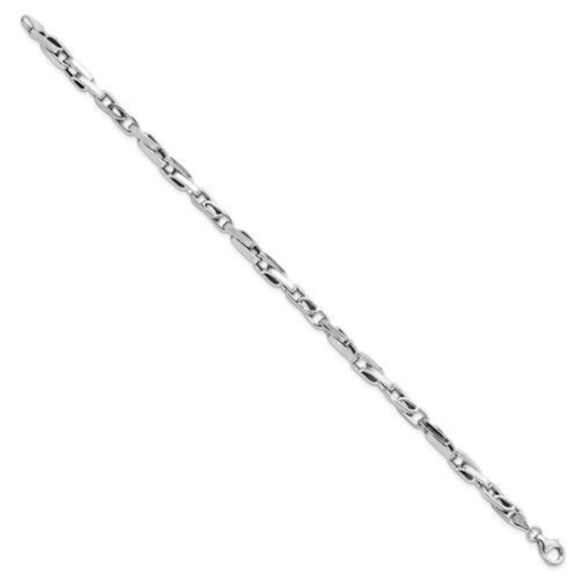 Men's 14K White Gold Polished Fancy Link Bracelet, 8.25 inches long - Picture 2 of 5
